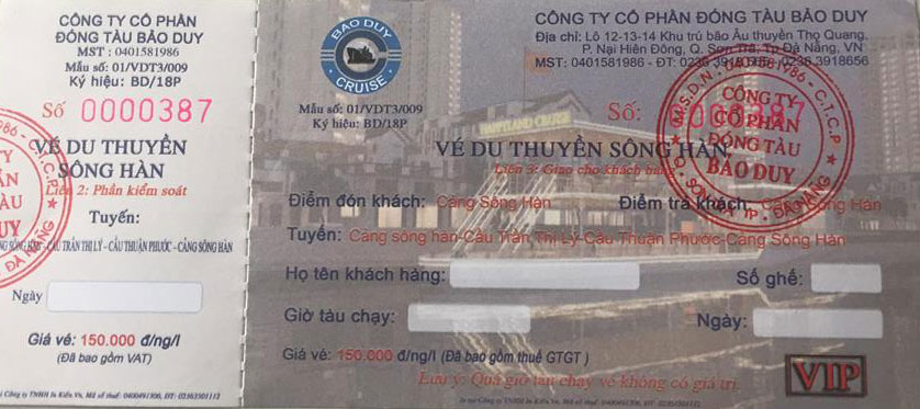 giá vé du thuyền sông hàn đà nẵng